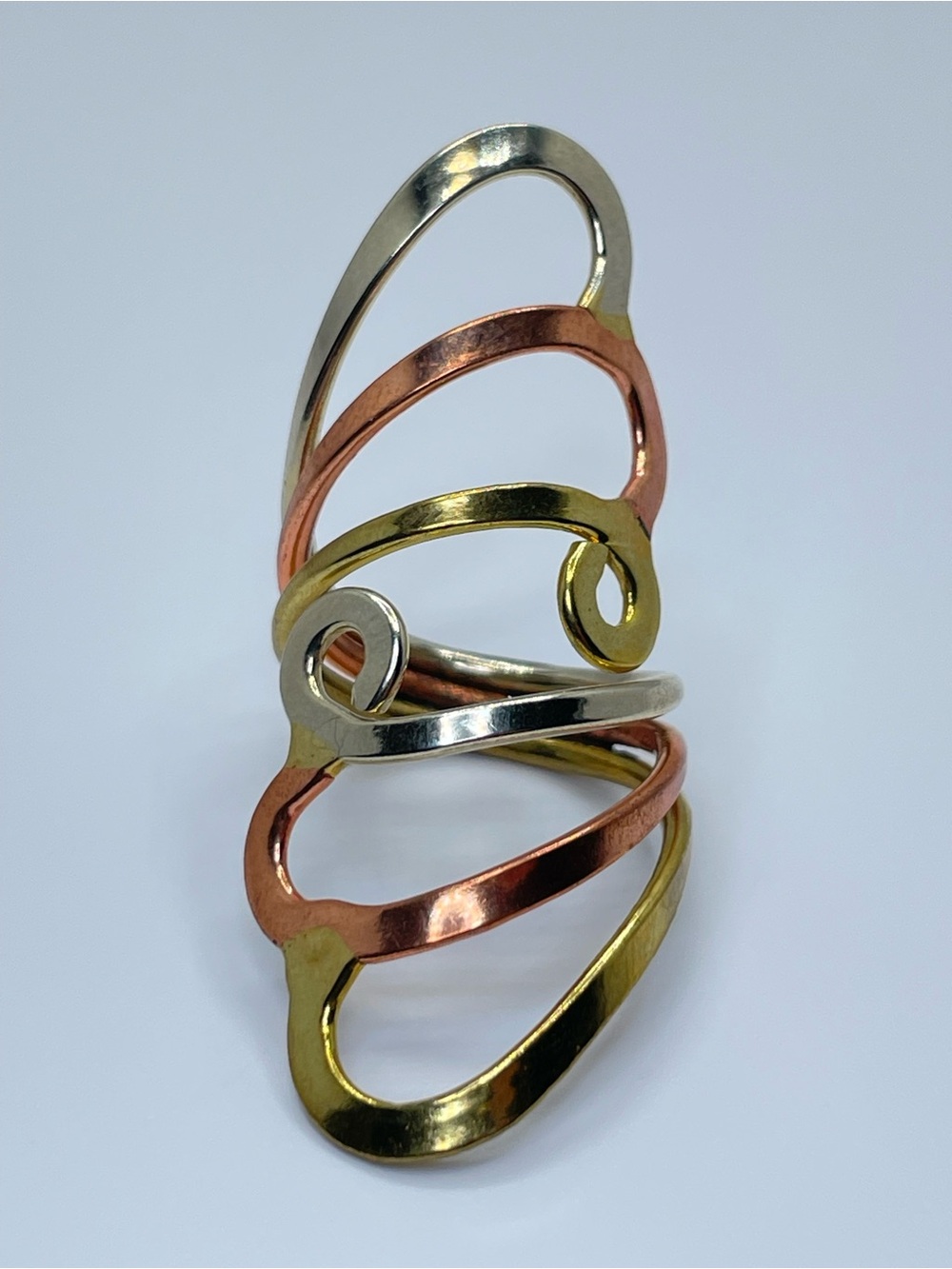 Vintage Taxco Mexico Mixed Metal Silver Gold Copper Ring Boho Southwestern 5.5